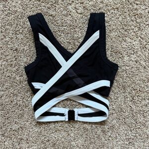 Five Girls Black and White Strappy Sports Bra